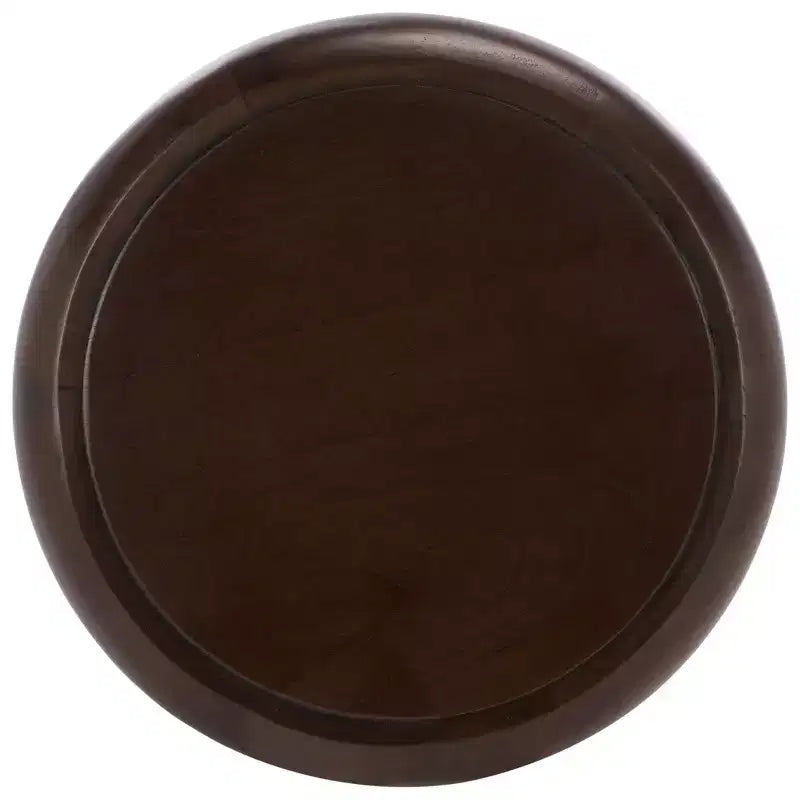 Round Accent End Table, Brown Wood Finish, No Assembly Required