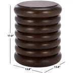 Round Accent End Table, Brown Wood Finish, No Assembly Required