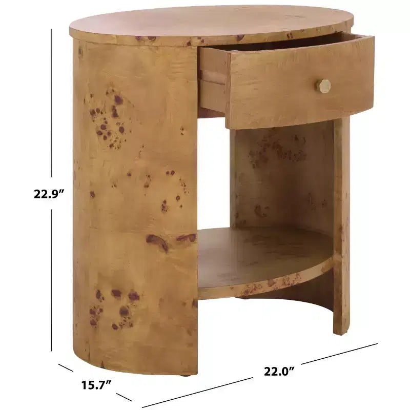 Accent Table with 1 Drawer and 1 Shelf, Natural Wood Finish