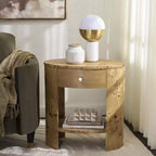 Accent Table with 1 Drawer and 1 Shelf, Natural Wood Finish