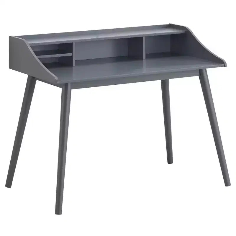 TUYOHW Wooden Writing Desk,Modern Study Desk with Hutch,4 Open Shelves,Solid Rubberwood Legs,Computer Desk for Home Office,Study,Bedroom