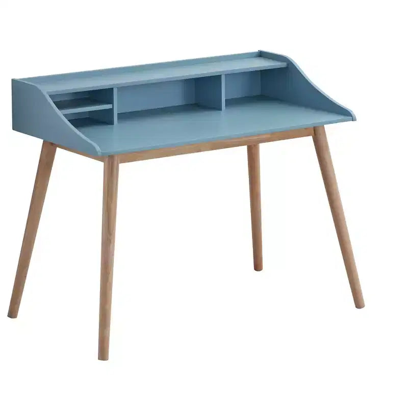 TUYOHW Wooden Writing Desk,Modern Study Desk with Hutch,4 Open Shelves,Solid Rubberwood Legs,Computer Desk for Home Office,Study,Bedroom