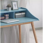 TUYOHW Wooden Writing Desk,Modern Study Desk with Hutch,4 Open Shelves,Solid Rubberwood Legs,Computer Desk for Home Office,Study,Bedroom