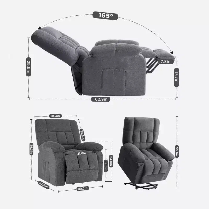 Power Recliner Chair with 8-Point Massage, Heating, and Extending Footrest