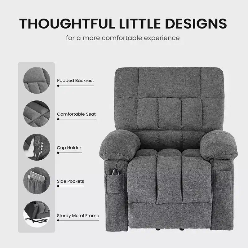 Power Recliner Chair with 8-Point Massage, Heating, and Extending Footrest