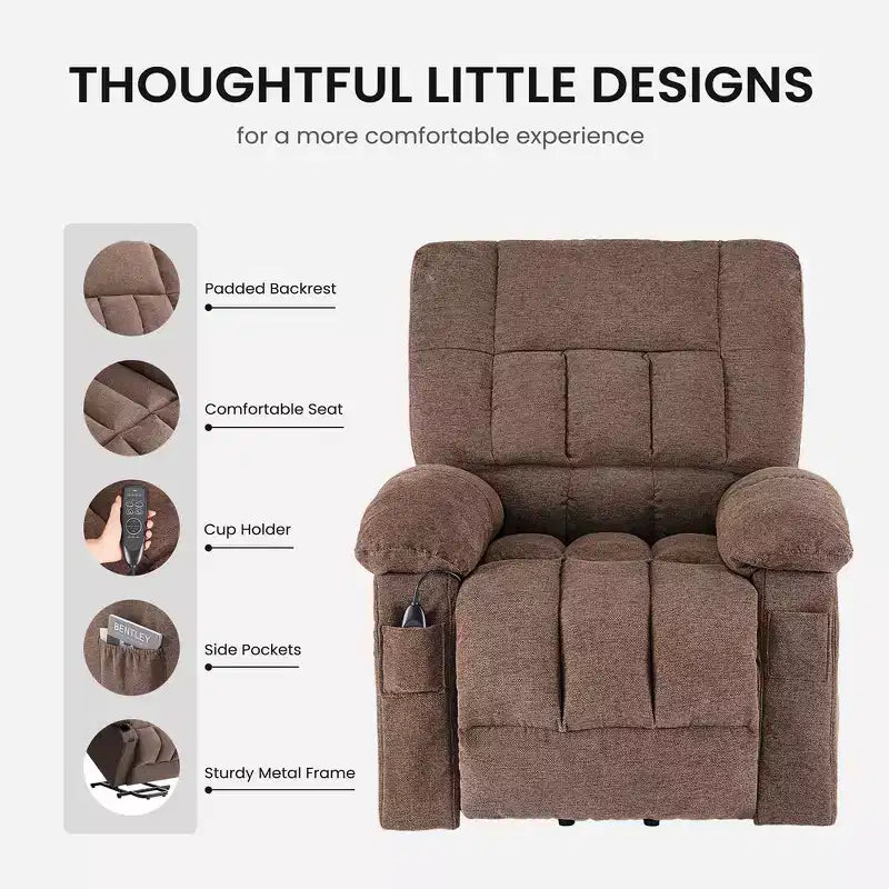 Power Recliner Chair with 8-Point Massage, Heating, and Extending Footrest