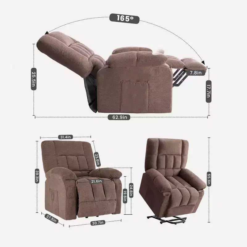 Power Recliner Chair with 8-Point Massage, Heating, and Extending Footrest