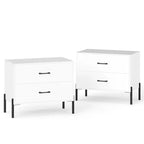 Set of 2 Modern 2-Drawer Dressers with Metal Legs and Anti-Tipping Kits