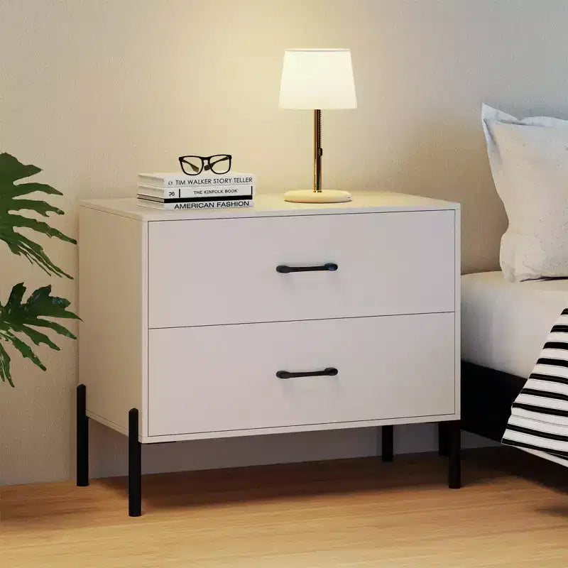 Set of 2 Modern 2-Drawer Dressers with Metal Legs and Anti-Tipping Kits