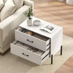 Set of 2 Modern 2-Drawer Dressers with Metal Legs and Anti-Tipping Kits