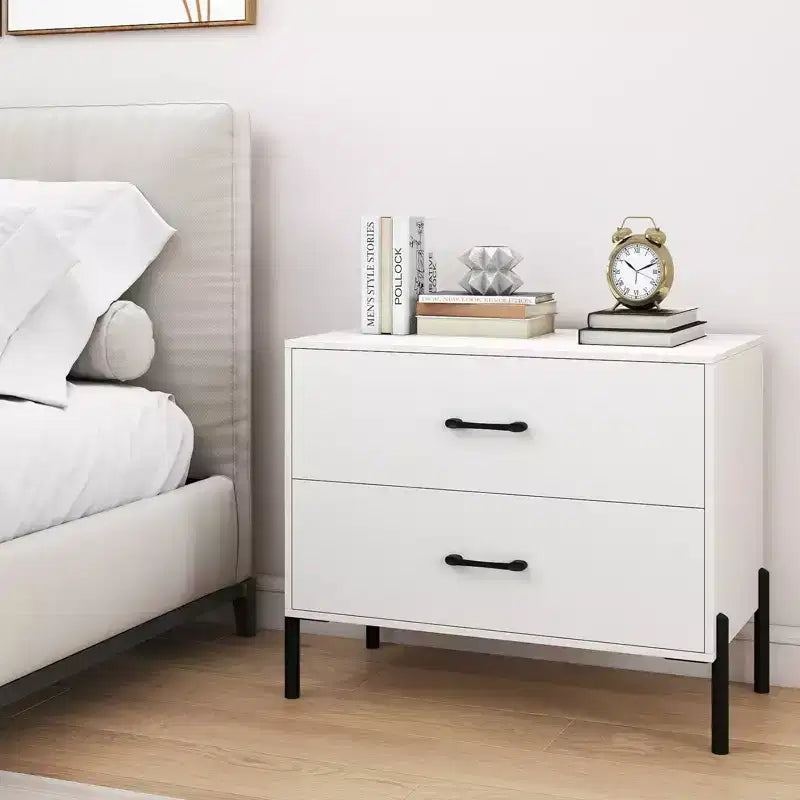 Set of 2 Modern 2-Drawer Dressers with Metal Legs and Anti-Tipping Kits