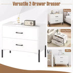 Set of 2 Modern 2-Drawer Dressers with Metal Legs and Anti-Tipping Kits