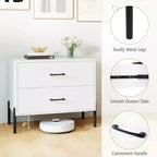 Set of 2 Modern 2-Drawer Dressers with Metal Legs and Anti-Tipping Kits