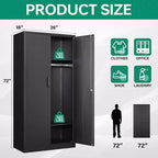 Heavy Duty Metal Wardrobe Cabinet with Lock, 72x36x18, Home Gym Office