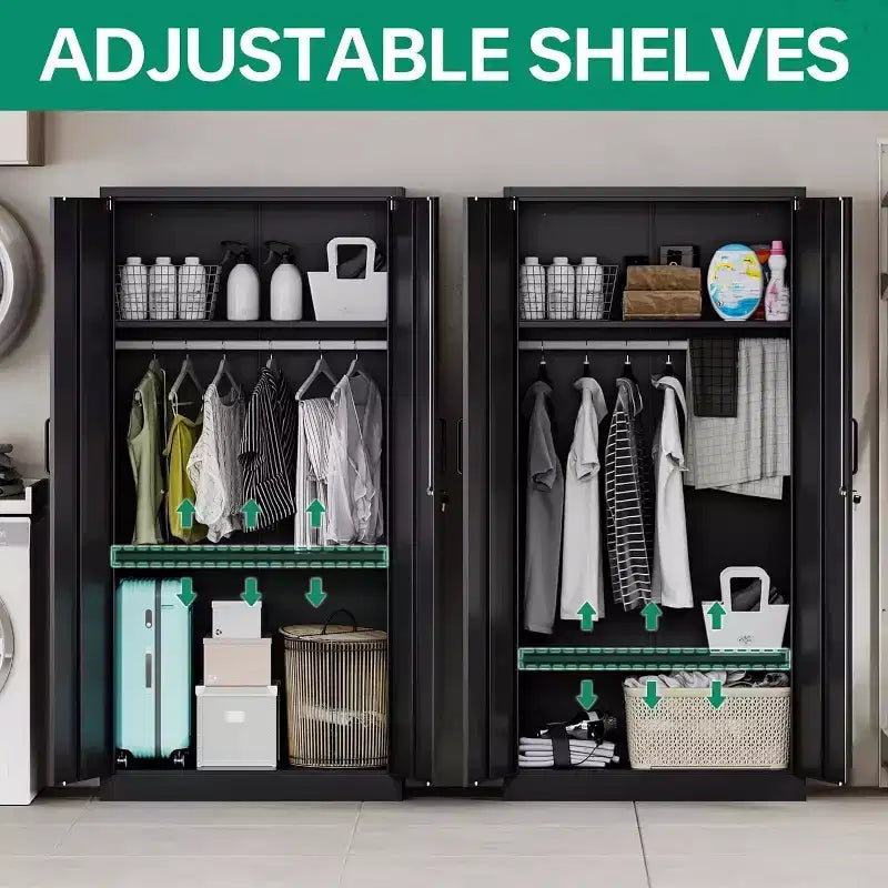 Heavy Duty Metal Wardrobe Cabinet with Lock, 72x36x18, Home Gym Office