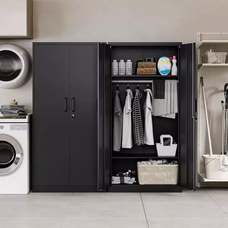 Heavy Duty Metal Wardrobe Cabinet with Lock, 72x36x18, Home Gym Office