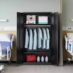 Heavy Duty Metal Wardrobe Cabinet with Lock, 72x36x18, Home Gym Office