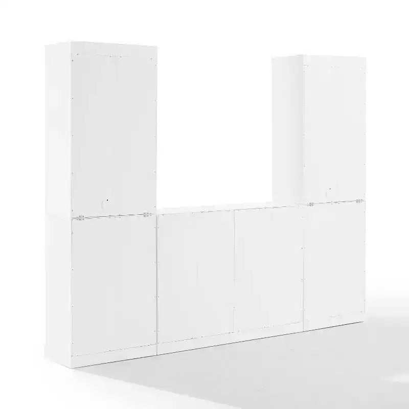 78-Inch 3-Piece Sideboard and Bookcase Set, White, Traditional Farmhouse Style