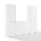 78-Inch 3-Piece Sideboard and Bookcase Set, White, Traditional Farmhouse Style