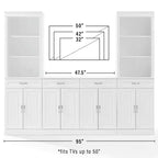 78-Inch 3-Piece Sideboard and Bookcase Set, White, Traditional Farmhouse Style