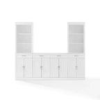 78-Inch 3-Piece Sideboard and Bookcase Set, White, Traditional Farmhouse Style