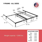 Twin/Full Atlas Lock Metal Bed Frame, Black, 1500 lb Capacity, Made in USA