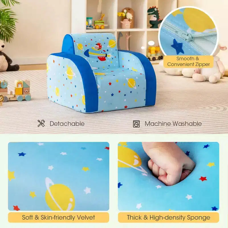 Costway 3-in-1 Convertible Kid's Sofa Multifunctional Flip-out Lounger Bed Armchair