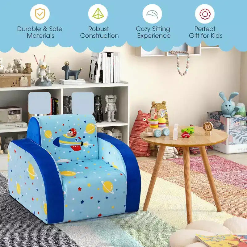 Costway 3-in-1 Convertible Kid's Sofa Multifunctional Flip-out Lounger Bed Armchair