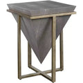 Uttermost Modern Aged Gold Square Accent Table 18 1/4 Wide Gray Faux Shagreen Leather Pyramid Tabletop for Living Room Bedroom