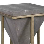 Uttermost Modern Aged Gold Square Accent Table 18 1/4 Wide Gray Faux Shagreen Leather Pyramid Tabletop for Living Room Bedroom