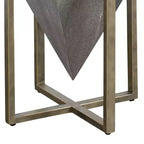 Uttermost Modern Aged Gold Square Accent Table 18 1/4 Wide Gray Faux Shagreen Leather Pyramid Tabletop for Living Room Bedroom
