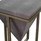 Uttermost Modern Aged Gold Square Accent Table 18 1/4 Wide Gray Faux Shagreen Leather Pyramid Tabletop for Living Room Bedroom