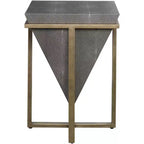 Uttermost Modern Aged Gold Square Accent Table 18 1/4 Wide Gray Faux Shagreen Leather Pyramid Tabletop for Living Room Bedroom