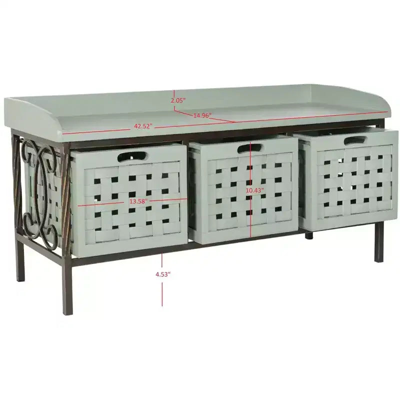 Wooden Storage Bench with Drawers, 550 lb Capacity, No Assembly Required