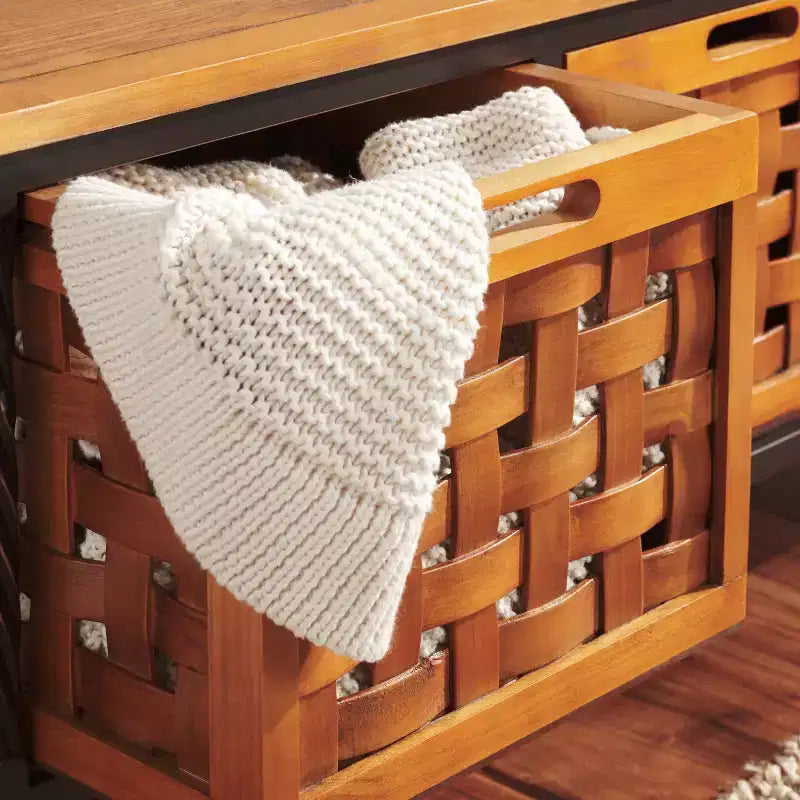 Wooden Storage Bench with Drawers, 550 lb Capacity, No Assembly Required