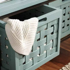 Wooden Storage Bench with Drawers, 550 lb Capacity, No Assembly Required