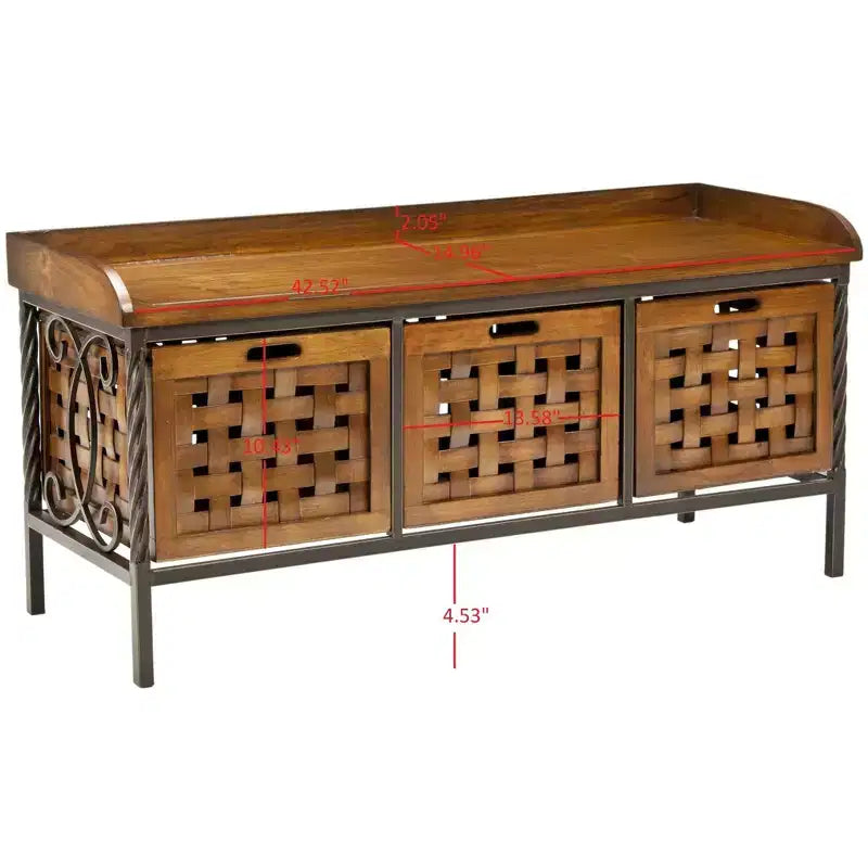 Wooden Storage Bench with Drawers, 550 lb Capacity, No Assembly Required