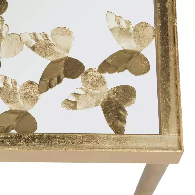 Glam Gold Console Table with Glass Top and Hairpin Legs, 42x12x30 Inches