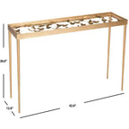 Glam Gold Console Table with Glass Top and Hairpin Legs, 42x12x30 Inches