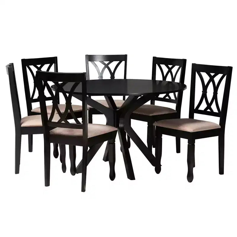 Baxton Studio Maya Modern Fabric and Wood Dining Set