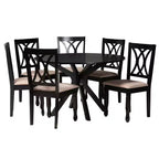 Baxton Studio Maya Modern Fabric and Wood Dining Set