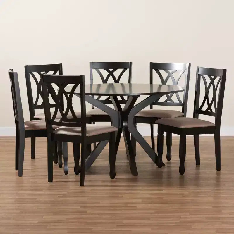 Baxton Studio Maya Modern Fabric and Wood Dining Set