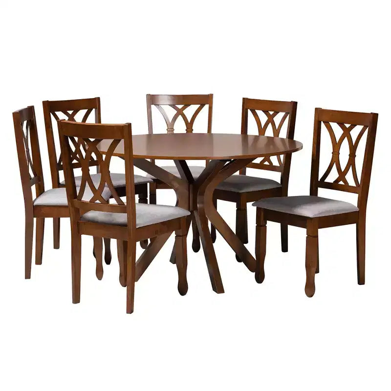 Baxton Studio Maya Modern Fabric and Wood Dining Set